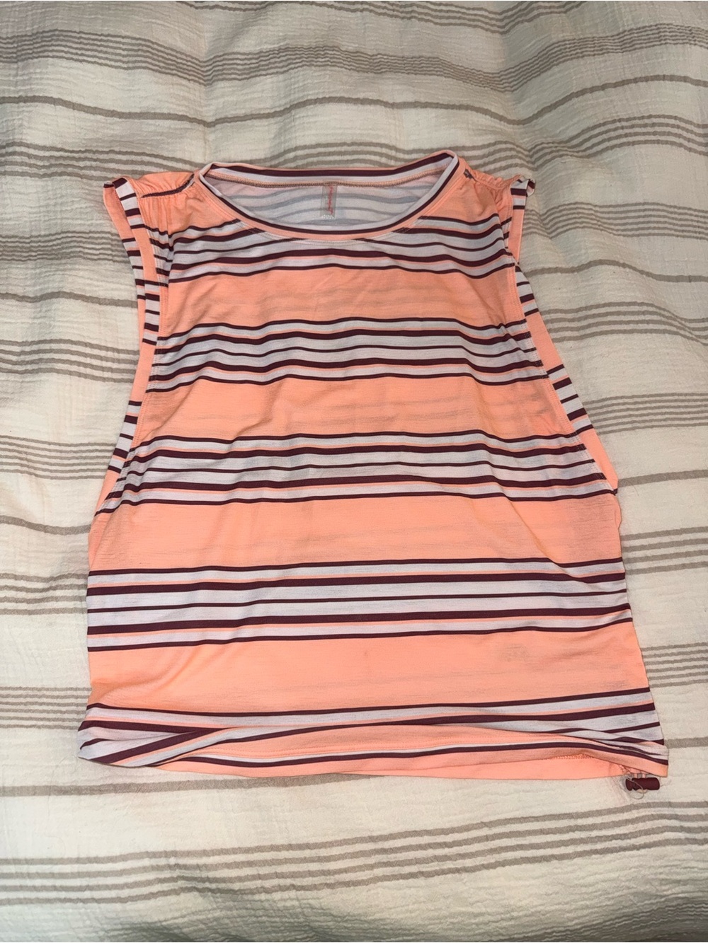 FP Movement by Free People Peach and Burgundy Striped Tank